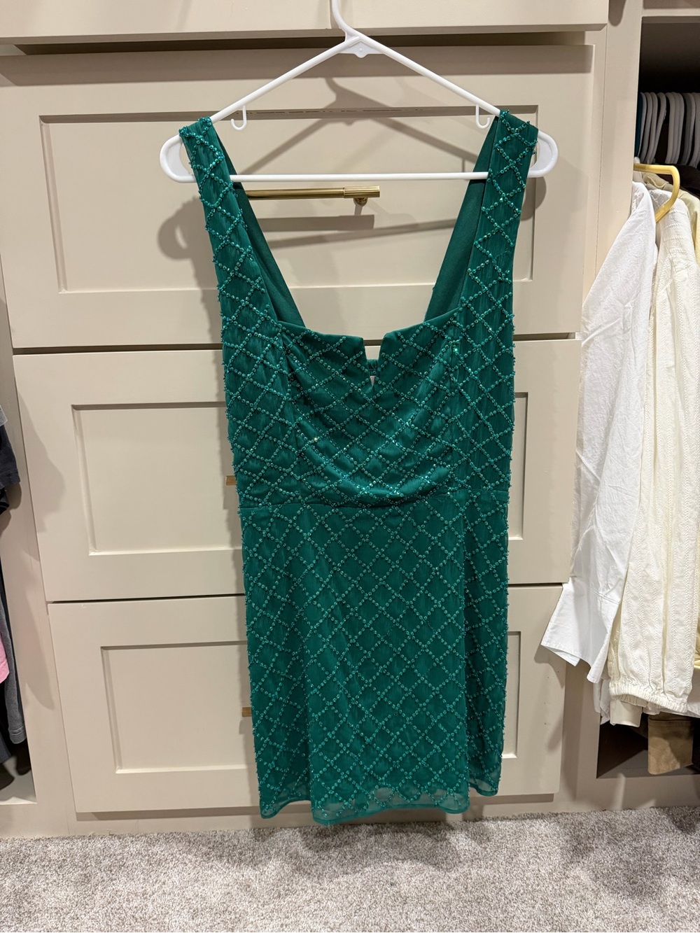 Show Me Your MuMu Emerald Green Square-Neck Belted Mini Dress - Picture 2 of 6